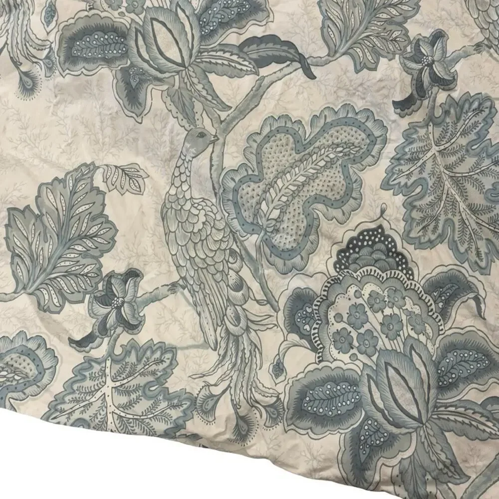 Pottery Barn Paige Palampore Blue White Cotton Duvet Cover King Size Floral